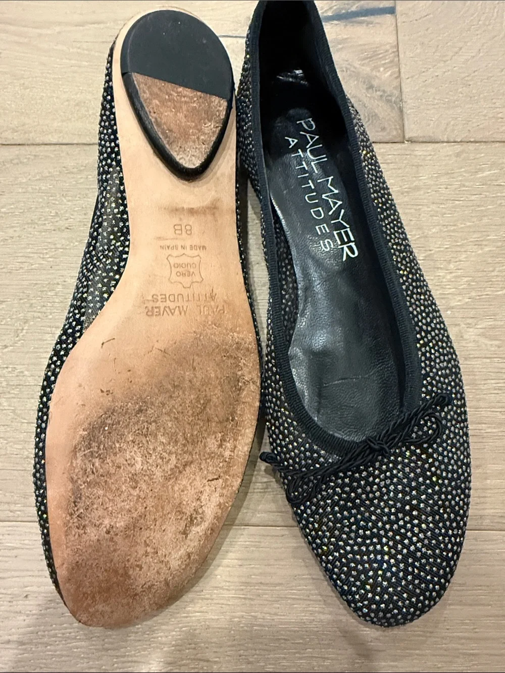 Paul Mayer attitudes sheer crystal ballet flats